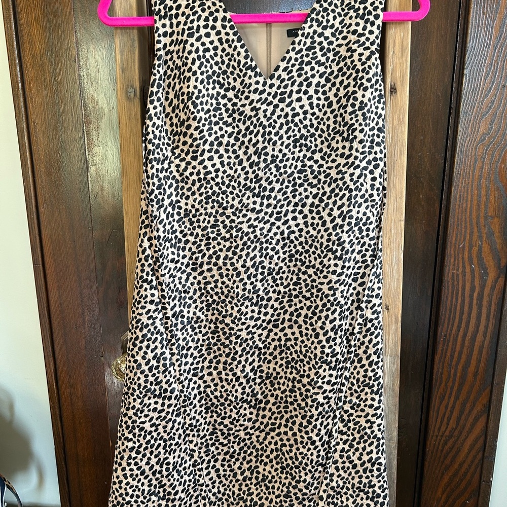 Ann Taylor Beige and Black Animal Print Sleeveless V-Neck Mini Dress, NWT, S/P